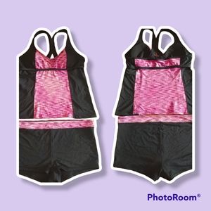 2 Piece Pink And Black Swim Suit